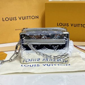 Replica Louis Vuitton M68906 LV Mini Soft Trunk bag in Silver Monogram vernis