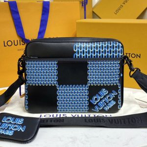 Replica Louis Vuitton M20665 LV Trio Messenger Bag in Black Damier Spray cowhide leather