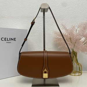 Replica Celine 198663 CLUTCH ON STRAP TABOU Bag IN Tan SMOOTH CALFSKIN