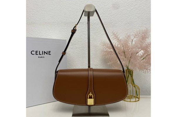 Replica Celine 198663 CLUTCH ON STRAP TABOU Bag IN Tan SMOOTH CALFSKIN