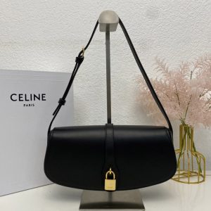 Replica Celine 198663 CLUTCH ON STRAP TABOU Bag IN Black SMOOTH CALFSKIN