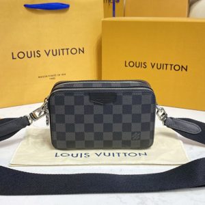 Replica Louis Vuitton N60418 LV Alpha Wearable Wallet in Damier Graphite coated canvas