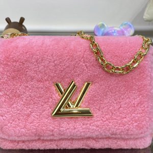 Replica Louis Vuitton M21320 LV Twist MM hand bag in Pink Shearling