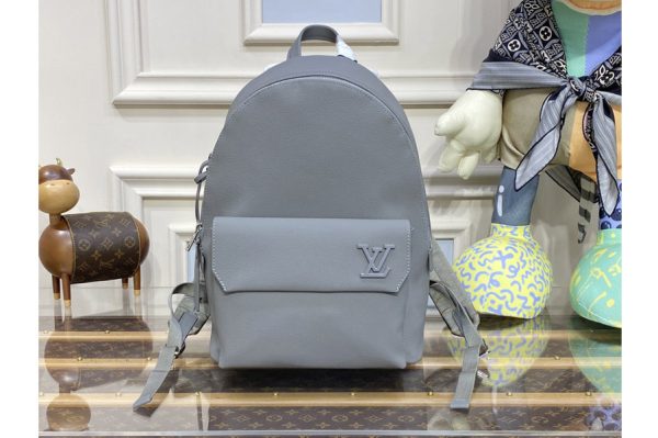 Replica Louis Vuitton M59325 LV Takeoff Backpack in Grey Aerogram cowhide leather