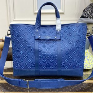 Replica Louis Vuitton M21371 LV Tote Journey carryall bag in denim Blue Cowhide leather