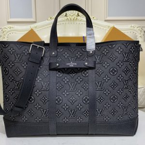 Replica Louis Vuitton M21371 LV Tote Journey carryall bag in Charcoal Cowhide leather