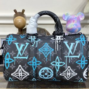 Replica Louis Vuitton M21399 LV Keepall Bandouliere 25 Bag in LV Graffiti Monogram Eclipse coated canvas