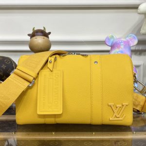 Replica Louis Vuitton M21437 LV City Keepall Bag in yellow LV Aerogram cowhide leather