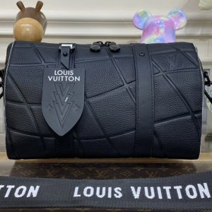 Replica Louis Vuitton M21543 LV City Keepall bag in Black Taurillon calf leather