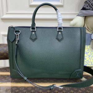 Replica Louis Vuitton M30856 LV Slim Briefcase Bag in Green Taiga cowhide leather