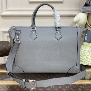 Replica Louis Vuitton M30856 LV Slim Briefcase Bag in Grey Taiga cowhide leather