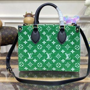 Replica Louis Vuitton M46216 LV OnTheGo PM tote Bag in Green Monogram jacquard velvet