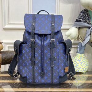 Replica Louis Vuitton M46338 LV Christopher MM backpack in Blue Monogram coated canvas