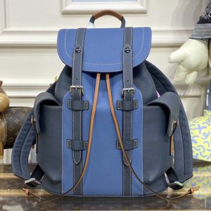 Replica Louis Vuitton M46338 LV Christopher MM backpack in Blue Leather