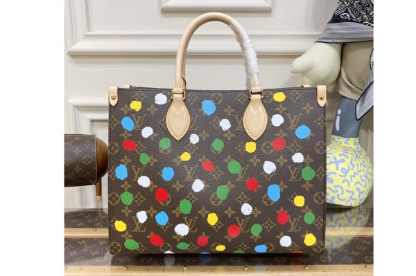 Replica Louis Vuitton M46379 LV LVxYK OnTheGo MM Bag in Monogram coated canvas with 3D Painted Dots print