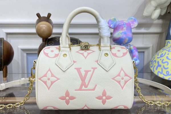 Replica Louis Vuitton M46397 LV Speedy Bandoulière 20 handbag in Beige/Pink Monogram Empreinte leather