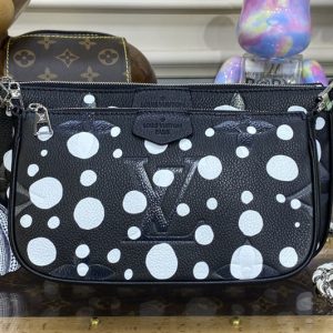 Replica Louis Vuitton M46410 LV x YK Multi Pochette Accessoires Bag in Black/White Monogram Empreinte leather