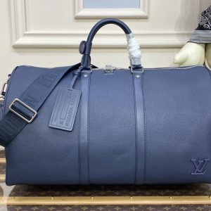 Replica Louis Vuitton M21536 LV keepall bandouliere 50 Bag in Blue LV Aerogram cowhide leather