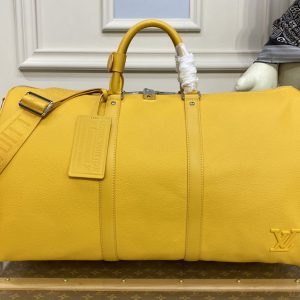 Replica Louis Vuitton M21536 LV keepall bandouliere 50 Bag in Yellow LV Aerogram cowhide leather