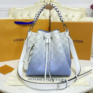 Replica Louis Vuitton M57853 LV Muria bucket bag in Blue Mahina perforated calf leather