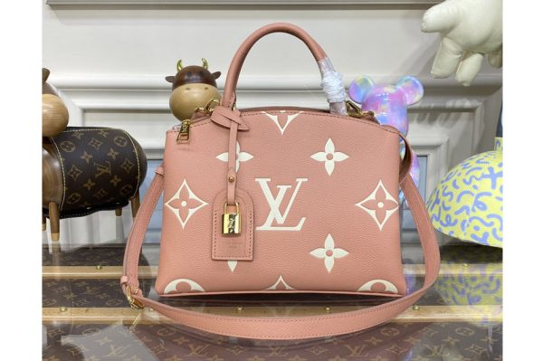 Replica Louis Vuitton M46353 LV Petit Palais handbag in Pink/Cream Monogram Empreinte leather