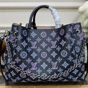 Replica Louis Vuitton M21107 LV Bella Tote Bag in Black Mahina calf leather