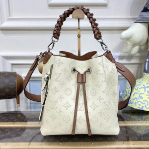 Replica Louis Vuitton M55801 LV Muria bucket bag in Cream Mahina perforated calf leather