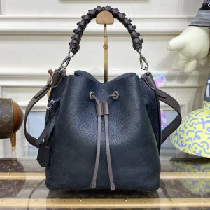 Replica Louis Vuitton M55801 LV Muria bucket bag in Black Mahina perforated calf leather