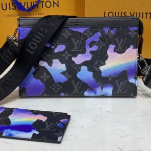 Replica Louis Vuitton M81753 LV Gaston wearable wallet in Sunrise Monogram Eclipse coated canvas