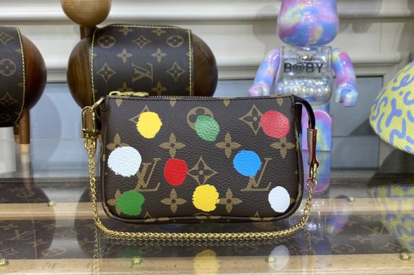 Replica Louis Vuitton M81866 LVxYK Mini Pochette Accessoires in Monogram coated canvas with 3D Painted Dots print