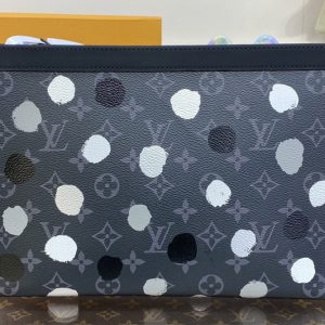 Replica Louis Vuitton M81934 LV LVxYK Pochette Voyage bag in Monogram Eclipse coated canvas with 3D Painted Dots print