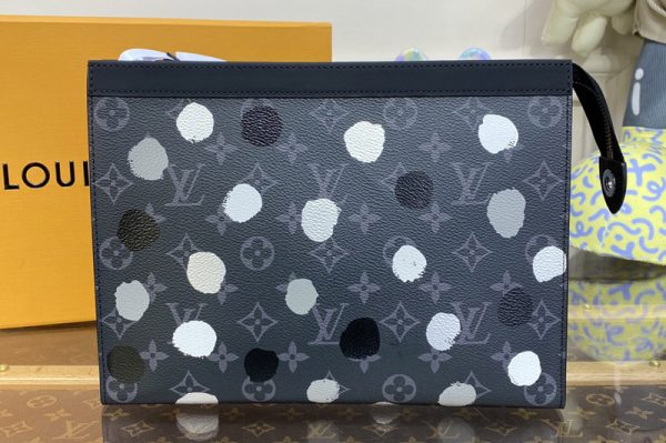 Replica Louis Vuitton M81934 LV LVxYK Pochette Voyage bag in Monogram Eclipse coated canvas with 3D Painted Dots print