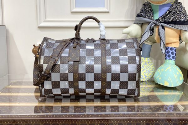 Replica Louis Vuitton M20864 LV keepall bandouliere 50 Bag in Monogram Chess coated canvas and PVC