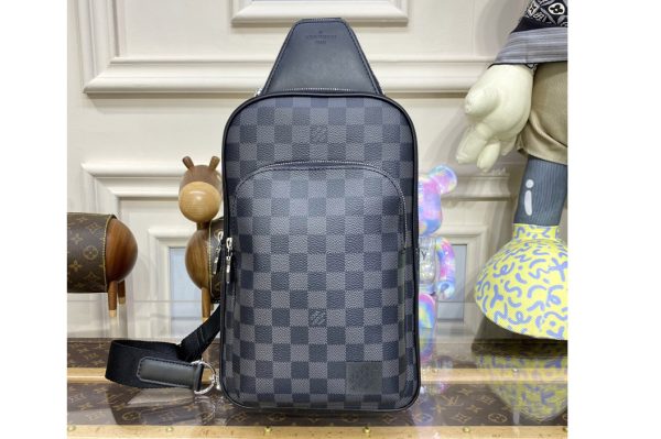 Replica Louis Vuitton N45302 LV Avenue Sling Bag in Damier Graphite coated canvas