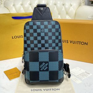 Replica Louis Vuitton N50038 LV Avenue Slingbag bag in Green and black Damier Infini 3D cowhide leather