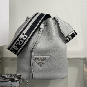 Replica Prada 1BE060 Leather bucket bag in Cornflower Leather