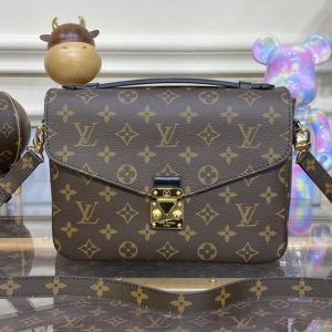 Replica Louis Vuitton M44875 LV Pochette Metis bag in Monogram coated canvas With Red