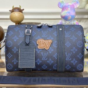 Replica Louis Vuitton M46339 LV City Keepall Bag in Blue Monogram coated canvas