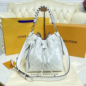 Replica Louis Vuitton M58483 LV Muria bucket bag in White Mahina perforated calf leather