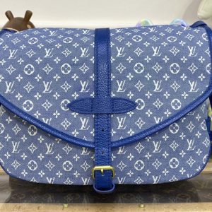 Replica Louis Vuitton M40666 LV Saumur Bag in Blue Monogram Denim