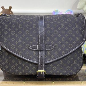 Replica Louis Vuitton M95227 LV Saumur Bag in Black Monogram Denim