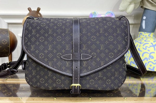 Replica Louis Vuitton M95227 LV Saumur Bag in Black Monogram Denim