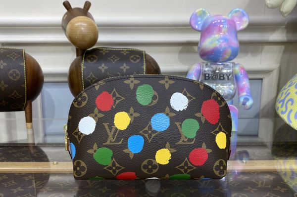 Replica Louis Vuitton M81895 LVxYK Cosmetic Pouch in Monogram coated canvas with 3D Painted Dots print