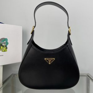 Replica Prada 1BC179 Leather shoulder bag in Black Leather