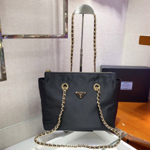 Replica Prada 1BD621 Nylon Vintage Chain Stray Bag in Black Nylon