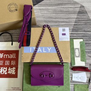 Replica Gucci ‎724713 Gucci Horsebit 1955 mini bag in Purple leather