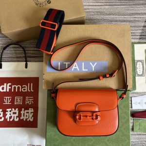 Replica Gucci ‎726226 Gucci Horsebit 1955 small shoulder bag in Orange leather