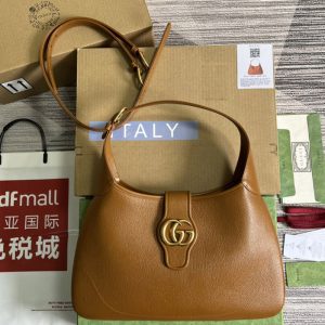 Replica Gucci ‎726274 Aphrodite medium shoulder bag in Brown soft leather