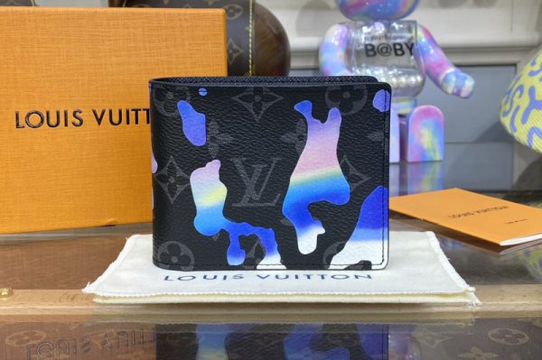 Replica Louis Vuitton M81750 LV Multiple wallet in Sunrise Monogram Eclipse coated canvas