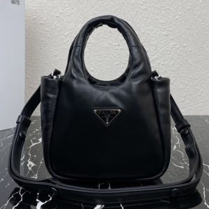 Replica Prada 1BA359 Small padded Prada Soft nappa-leather bag in Black Leather